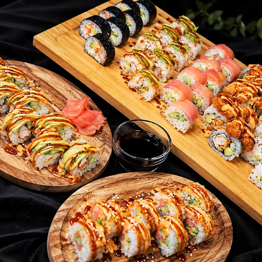 Voilà Sushi rolnice na drvenim daskama